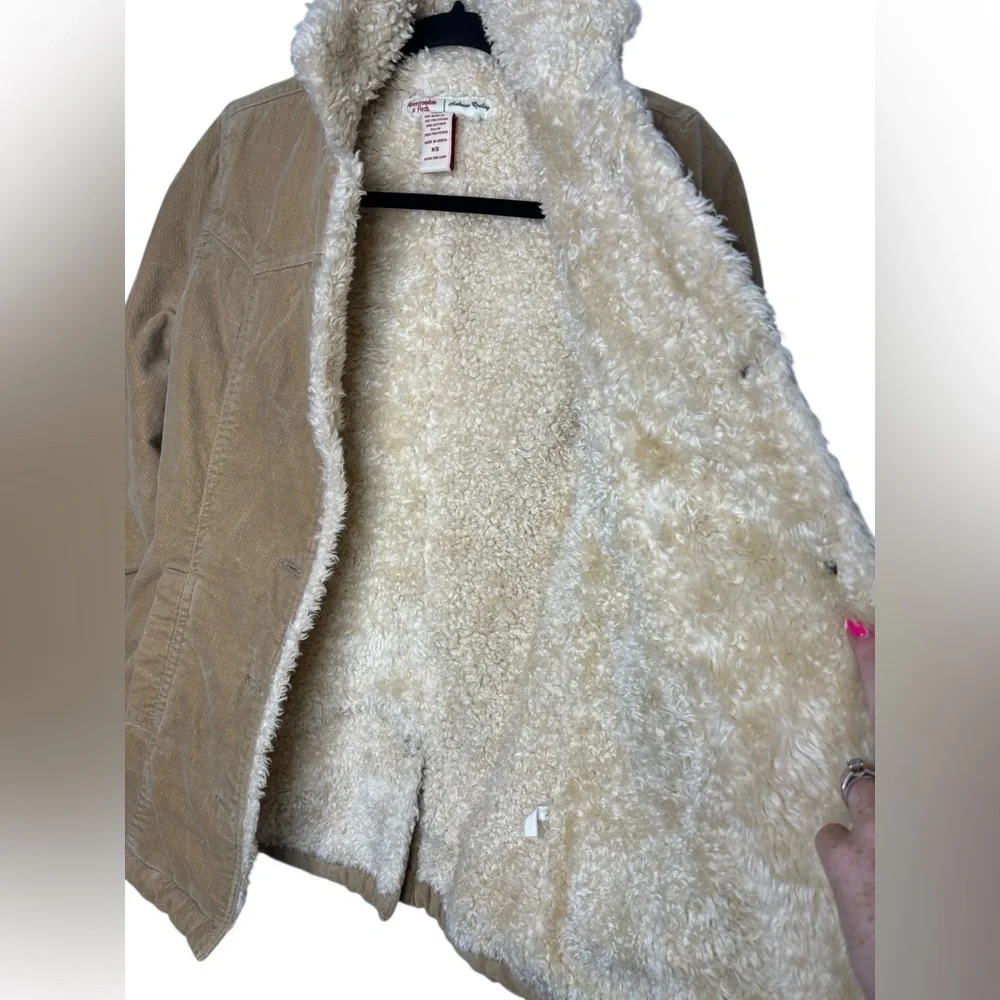 Y2K 90s 2000s Abercrombie & Fitch Jacket XS Penny Lane Faux Fur Lined Corduroy - Picture 4 of 14